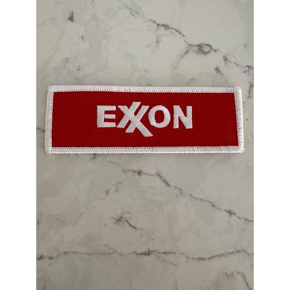 Exxon Logo‎ Patch for Worker Uniform Red & White Embroidered Sew-On Collectibles - Picture 1 of 2